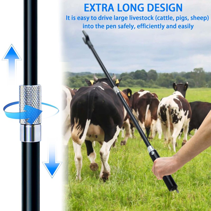 Kehail Retractable Aluminum Cattle Prod, 43.6" Waterproof Cattle Prod Stick,