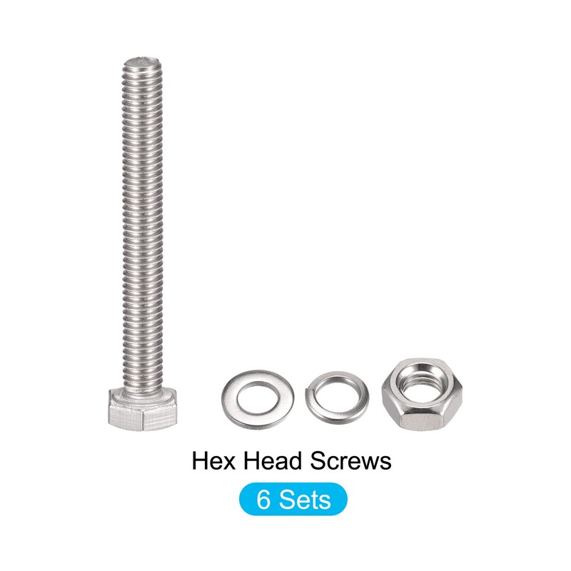 METALLIXITY Hex Head Screw Bolt Nut Flat Lock Washer Kit