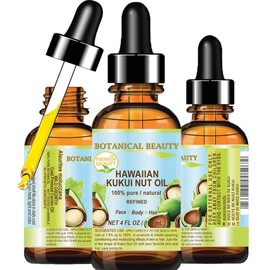 Botanical Beauty KUKUI NUT OIL HAWAIIAN 100% Pure / Refined Cold Pressed Carrier Oil for Skin, Hair, Lip and Nail Care (4 Fl. oz. - 120 ml.)
