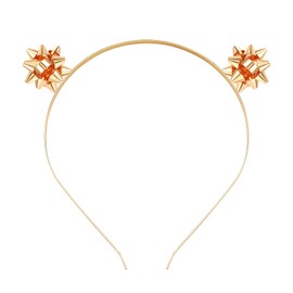 NVENF - Diademas de Navidad festivas para mujer, árbol de Navidad, alce, copo de nieve, diademas, regalos para fiesta de Navidad (lazo dorado)