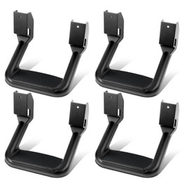 DNA MOTORING 2 Pair Aluminum Side Hoop Steps Universal Side Step Compatible with Chevy GMC Dodge Pickup Trucks SUVs, 11" L x 6" H x 12" W, 4 Pcs, Black, SSTEP-BK-X2