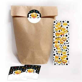 Party Bags Children's Birthday 12 Gift Bags + 12 Stickers + 12 Bookmarks Football / Guest Gift for Birthday Tournament for Children Boys Girls Football Party Bags
