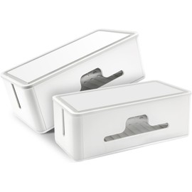 Extra Large Cable Management Box,Cover Hide Power Strips & Cords 2 Pack 14x6.3x4.7inches Cord Organizer Box for Office Desktop Home Baby Proofing