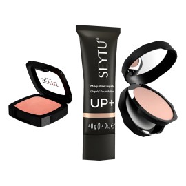 Paquete Seytu De Maquillaje Liquido + Rubor + Polvo Compacto