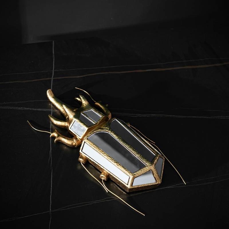 Xinleitan Decorative Bug and Dragonfly Mirrors - Gold Resin and