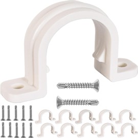 Pvc Pipe Strap,12Set PVC Pipe Clamps 1 inch,Juvaeny 32mm Conduit Strap Clamps with 24Pcs 410 Stainless Steel Screw for Two Hole Plastic Pipe Clamps (1 inch Conduit Pipe Clamps)