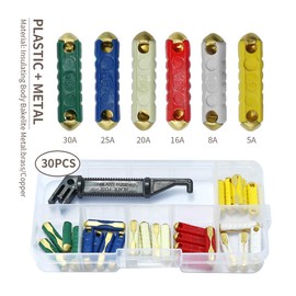 30 Pcs + 1Pc Fuse Box Assortment Bakelite Auto Fuses Replacement for GBC European Automotive 5A 8A 16A 20A 25A 30A