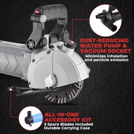 XtremepowerUS Wall Chaser Cutting Machine Wall Concrete Grooving Cutting w/Water Line Dust Port Infrared Sighting (Slotting Machine)