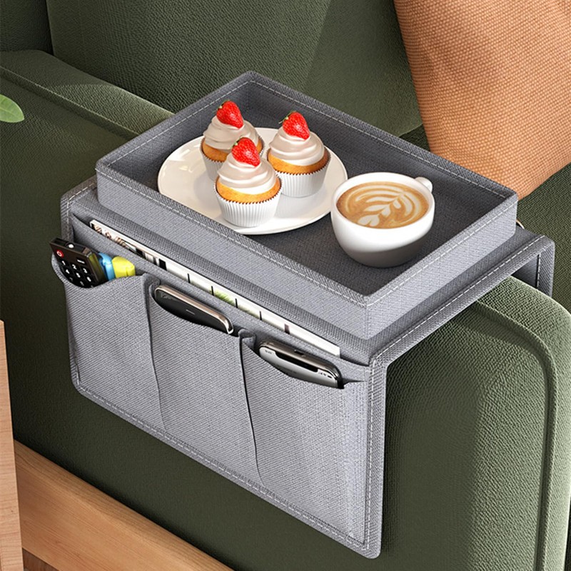 QRZLP Sofa Armrest Organizer, 4-Pocket Armchair Caddy with Cup Holder,