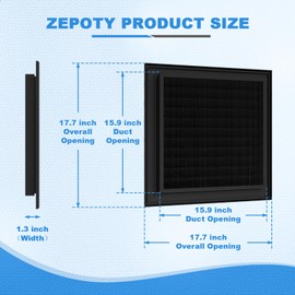 Zepoty 18" x 18" Aluminum Gable Vent with Screen - Stylish Louvered Vents for Effective Attic and Shed Ventilation - Essential Home Improvement, Vent Opening: 16" x 16"