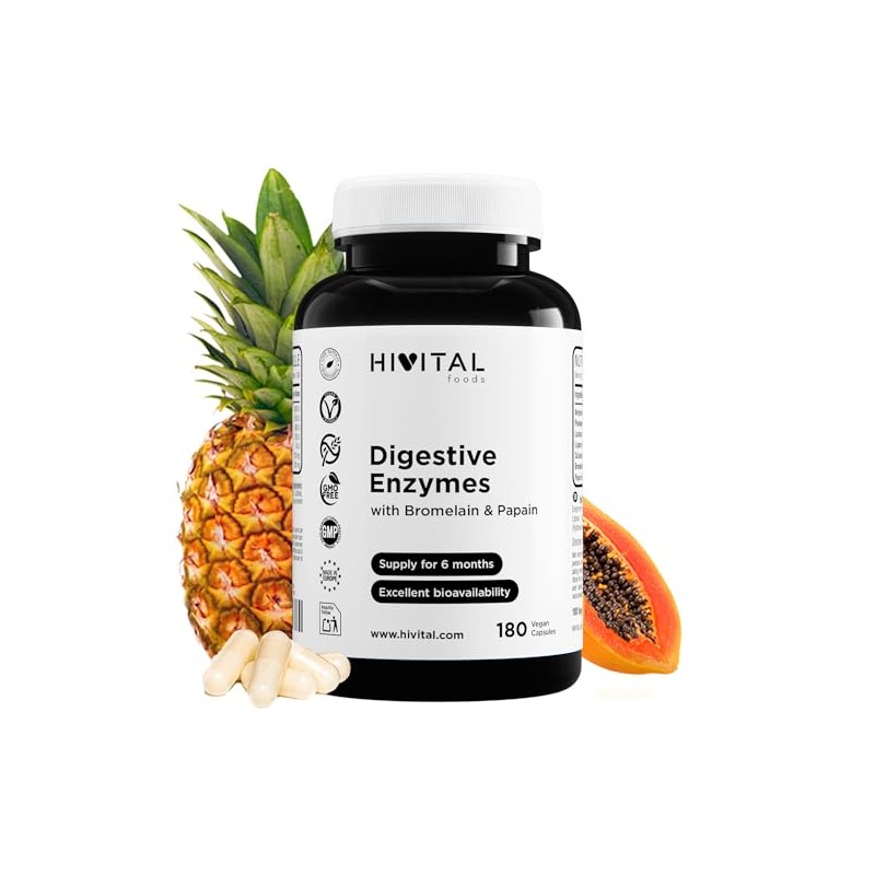 Digestive Enzymes. 180 Vegan Capsules for a 6 Month Cure.