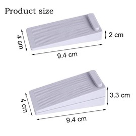 Rubber Door Stoppers 2 Pack - Heavy Duty No-Slip, Adjustable Height & Stackable Door Stop Wedge for All Surfaces - Door Holder Works on Bottom of Door, Wall or Floor (Grey)