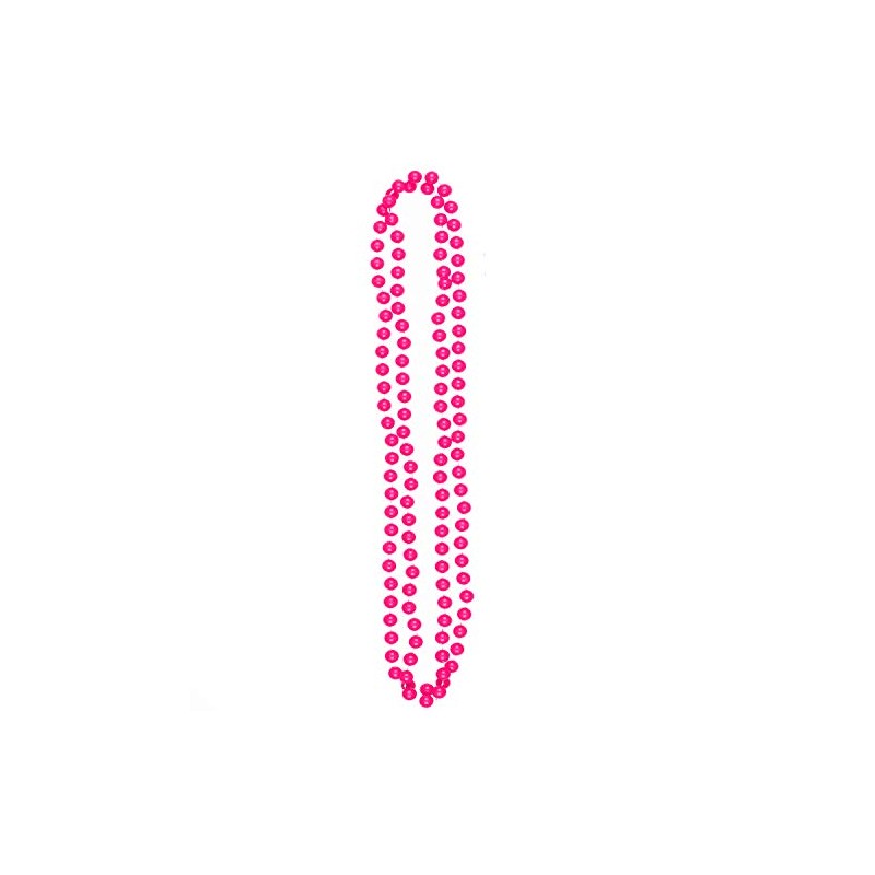 Neon Party Necklace Beads 80s Fancy Dress Accessory (Pink)