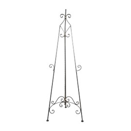 Deco 79 Metal Scroll Display Easel Tall Adjustable Floor Standing Easel with Gold Accents, Display Stand 21" x 27" x 65", Black