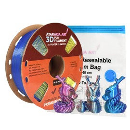 ATARAXIA ART Triple Color Coextrusion Silk PLA Filament 1.75mm, 3D Printer Filament 1Kg/2.2lb Spool,Dimensional Accuracy +/-.03mm,with Filament Storage Bag,Silk Shiny PLA Filament Blue Yellow Purple