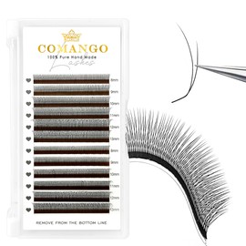 CoMango Cat Eye Lashes Extension Fox EyeLashes Extension 2D Fans YY Shaped Wispy Lashes Mink Premade Lash Fans C/D Curly Natural Fluffy Handmade Individual Eyelash Fans(Black,2D-LC-mix8-13mm)