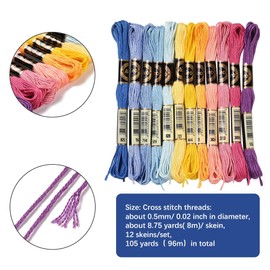 CABODYALS 12 Skeins 96M Variegated Embroidery Thread Floss Cross Stitch Threads 6 Strands Colorful Friendship Bracelet String Threads for Jewelry Making Bracelet Knitting Stitching Craft Supply
