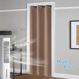 RYB HOME Thermal Insulated Door Curtains, Room Darkening Privacy Doorway Drapeies Ideal Temporary Door for Doorway Closet , Width 42 x Length 80 inches, Mocha, Set of 1
