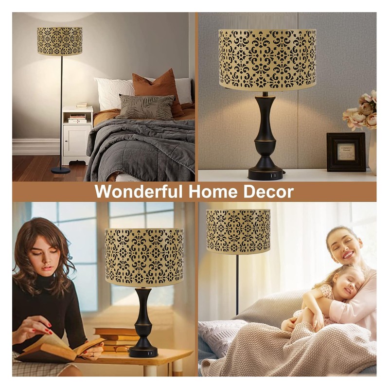 Metal Barrel Lampshade Hollow Exquisite Wrought Iron Lamp Shade with