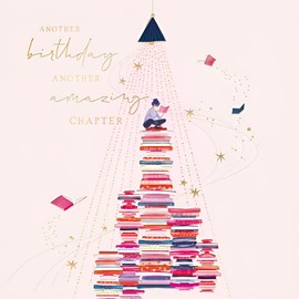 Noel Tatt Female Birthday Card - General Card for Women/Girls - Another Amazing Chapter Books and Girl Reading - Eco-Friendly and Recyclable