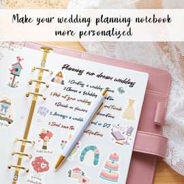 BIROYAL Wedding Planning Stickers - 4 Sheets 230 Illustrations and Phrases Per Pack - Wedding Planner Stickers - Wedding Stickers Set for New Engagement, Wedding Planning, Anniversary Decorating