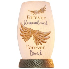 Stony Creek Forever Remembered Forever Loved Sympathy Lighted Vase with Base 5.7"" x 3.1"" x 3.1"".Memorial, Inspirational, White