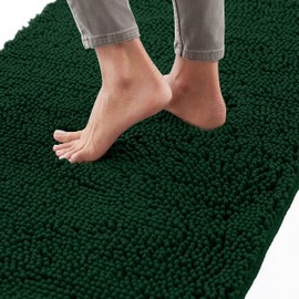GORILLA GRIP GORILLA GRIP Bath Rug Mat 30x20, Thick Soft Absorbent Chenille, Quick Dry Microfiber Mats, Rubber Backing Machine Washable Shower Floor Rugs, Bathmat Runner, Bathroom Decor Accessories, Hunter Green