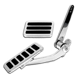 Cobra-Tek Polished Aluminum Street Rod Throttle Gas Pedal & Brake Pad Universal 4-1/8" x 2-1/2" - Chrome.