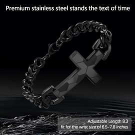 Saintda Bible Verse Cross Bracelet for Men,Stainless Steel Bible Verse Bracelet Christian Religious Jewelry Gift for Him