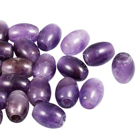 KYEYGWO Amethyst Large Hole Polished Gemstone Beads for Bracelets, Oval Loose Charms European Bead for Jewelry Making, Pack of 20