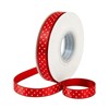 25 Yards Polka Dot Ribbon 3/8 inch, Red Satin Ribbon