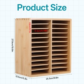 Marker Organizer for 168 Markers Wooden Desktop Marker Storage Holder Art Brushes Stationary Organizer with 24 Compartments Pencil Holders for Home, Classroom, Office Decor