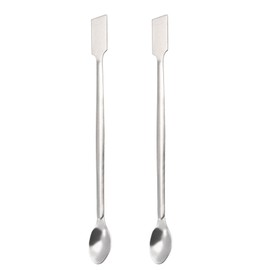 YOKIVE 2 Pcs Lab Spatula Spoon, 304 Stainless Steel Micro Sampling Mixing Measuring Great for Laboratory (175mm/7-Inch)