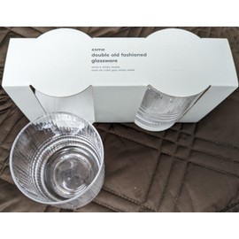 west elm Set Of Two - West Elm ESME Fluted Double Old Fashioned Glasses Clear   msrp.$20