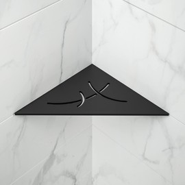 Bernkot Corner Shower Shelf 10" Matte Black 304 Stainless Steel Recessed Triangular Corner Shelf Bathroom for Tiled Wall, No Drilling Needed