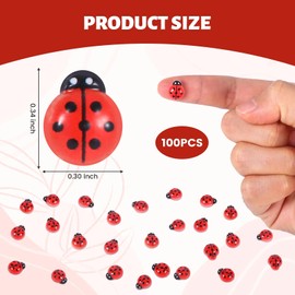Yylaiire 100 Pcs Mini Ladybugs, Resin Ladybugs for Crafts, DIY Mini Resin Animals, Micro Landscape Decorations, Tiny Lady Bug Ornaments for Garden Home Party and Craft Supplies, Dollhouse Accessories