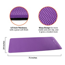 GYMENIST Thick Exercise Yoga Floor Mat Nbr 24 X 71 Inches Great for Camping Cardio Workouts Pilates Gymnastics (Purple)