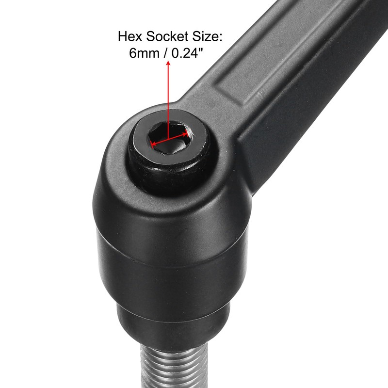 sourcing map Adjustable Clamping Lever Handle M12 x 70mm Metric