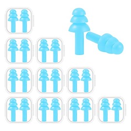 10 Pairs Noise Cancelling Ear Plugs, Premium Soft Silicone, Reusable, Waterproof, Hypoallergenic, Earplugs for Swimming, Airplanes, Concerts, Shooting, Travelling, Sleeping & Snoring (Sky Blue)