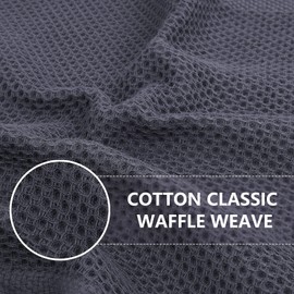 smiry Cotton Kitchen Dish Towels, 12" x 12", 6 Pack Waffle Weave Kitchen Towels, Ultra Soft Absorbent Quick Drying Dish Cloths, Dark Grey