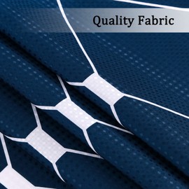 Extra Long Navy Blue Ombre Bath Shower Curtain 84 inch, Waffle Weave Heavy Duty Fabric Shower Curtains for Bathroom, Neutral Weighted Hotel Spa Luxury Bath Curtain Set with Hooks