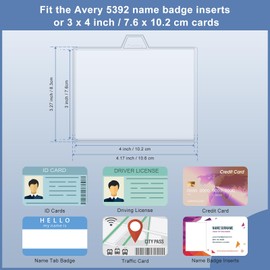 Portatarjetas con clip, 40 soportes de plástico transparente para tarjetas de identificación con clips para insignias de identificación de 3 x 4 pulgadas
