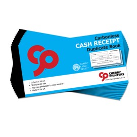 Cherry Carbonless NCR Cash Receipt Duplicate Book 99 x 210mm 50 Sets **10 Pack**