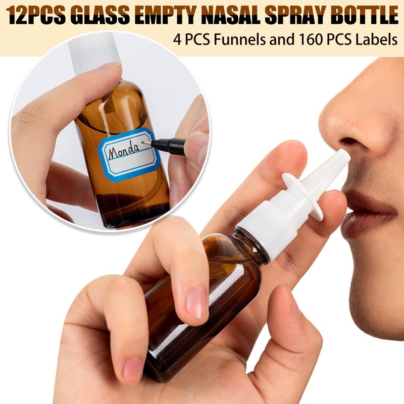 ZHWKMYP 20 Pcs Nasal Spray Bottle, 30ML/1oz 12 Pcs Empty