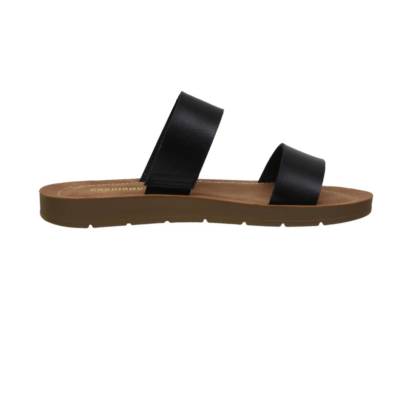 CUSHIONAIRE Women's Imelda 2 band slide sandal +Memory Foam, BLACK