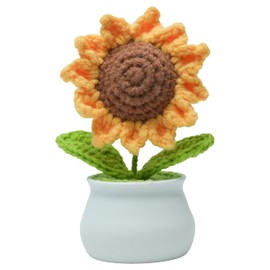 caiyjhao CrochetWoven with Wool Sunflower potted plant, Artificial Flowers, Used for Creative DIY Table Decoration, Home Decoration, Christmas and Thanksgiving.