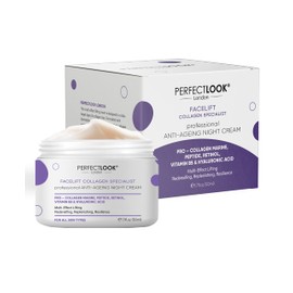Perfect Look London Collagen Specialist, Night Face Cream with Collagen Marine, Peptide, Retinol, Hyaluronic Acid and Vitamin B5, Firm and Tone, Anti Wrinkle Cream 50ml