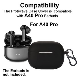 smaate Silicon Case Cover Compatible with XIAOWTEK A40-PRO or SB03 Wireless Earbuds, Protective Skin with “S” Shaped Dual Carabiner, with Hole for Charging