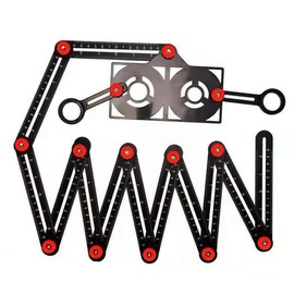 TOPWAY Multi-Function Angle Measuring Ruler, 12 Sided Aluminum Alloy Angle Template Tool with Ceramic Tile Hole Punch Locator Hole Drill Guide for Craftsmen, Carpenters, Designers, DIY