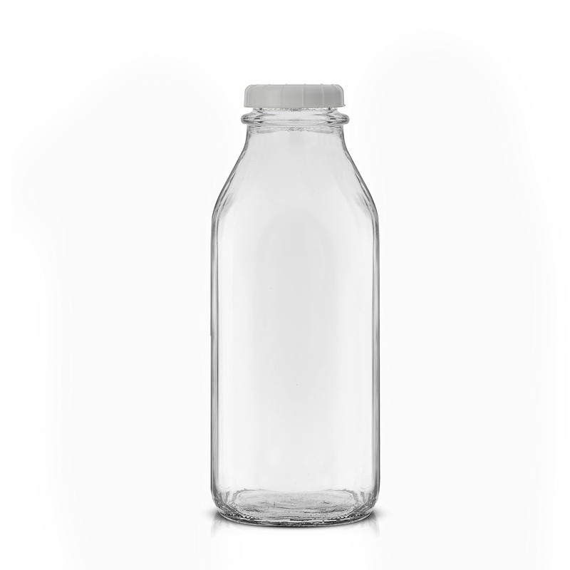 JoyJolt Glass Milk Bottles with Lids and Pourer – 32